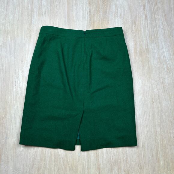 J Crew Solid Green Lined Double Serge Wool The Pencil Classic Career Skirt 4 - Picture 10 of 12